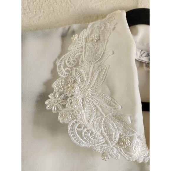 Vintage Kathy Che White Beaded Blouse-12 - Picture 6 of 8